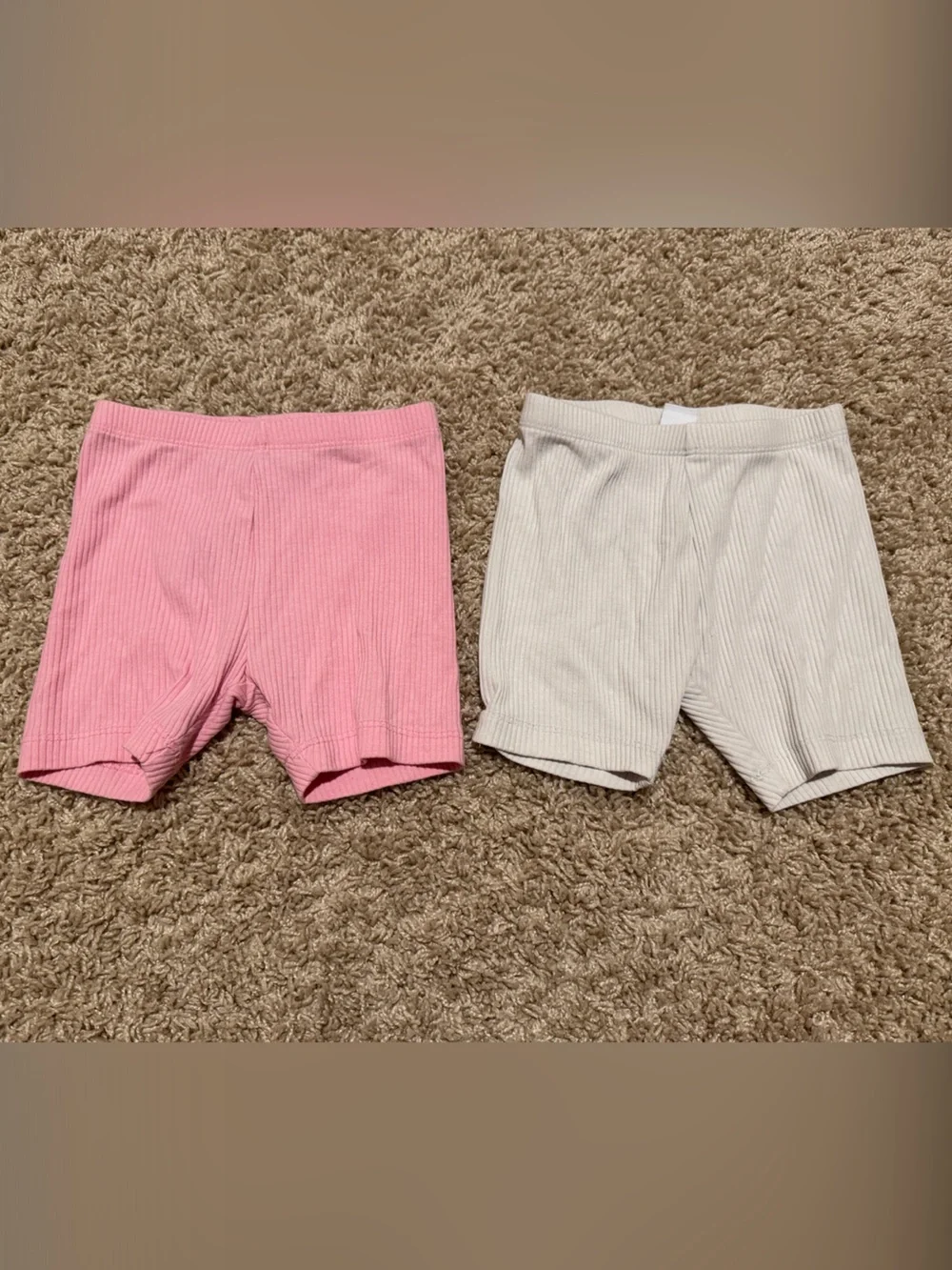 Old Navy Ribbed Kids Biker Shorts - Pink & Cream